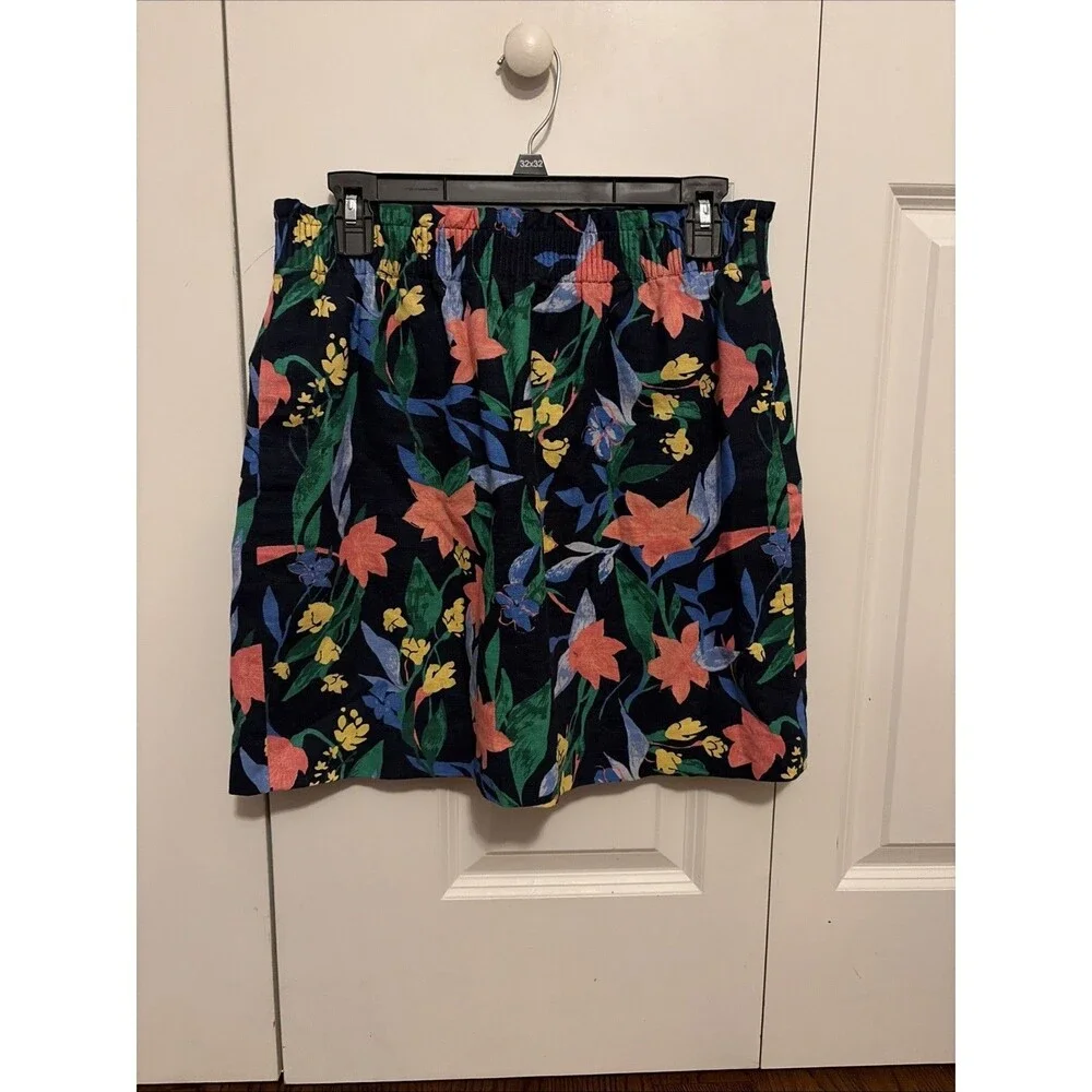 J.Crew Women's Linen Blend Elastic Waist Floral Print Mini Skirt Multi Sz 6